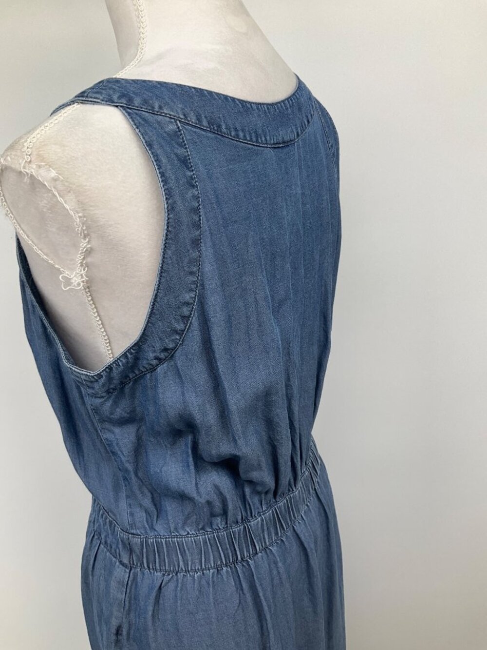 J. Jill Chambray XS Sleeveless tank Blue Dress with Pockets Button-Up - Picture 8 of 11